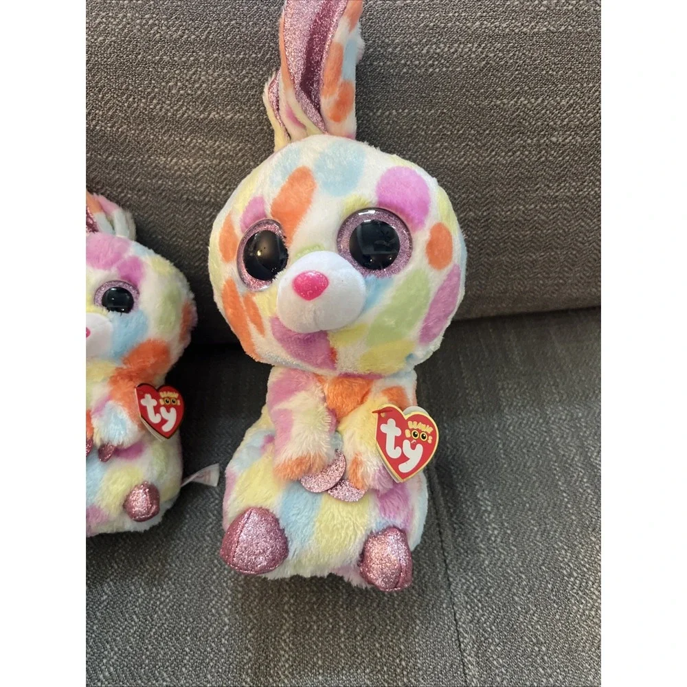 TY Beanie Babies Boos Bunny Rabbit Bloomy Plush Stuffed Animal Medium And Small